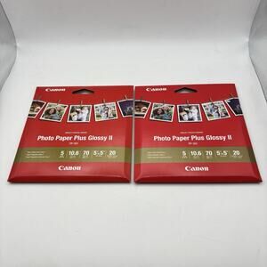 Canon Photo Paper Plus Glossy II - 5"x 5", 20 Sheets Lot of 2. New In Packaging